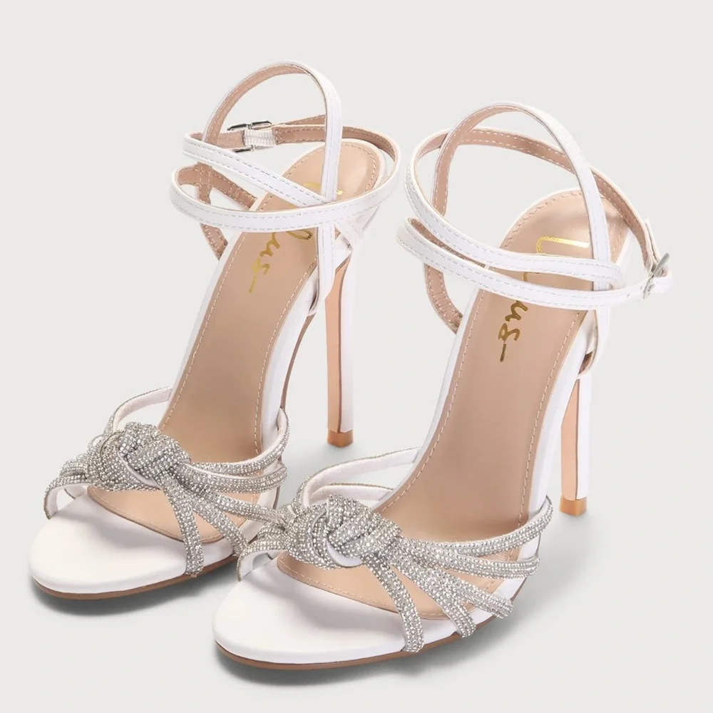 White and Rhinestone Heels